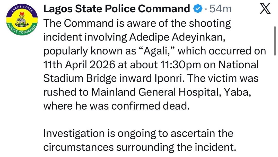 Lagos Police confirm k!lling of man by unknown gunmen in Surulere